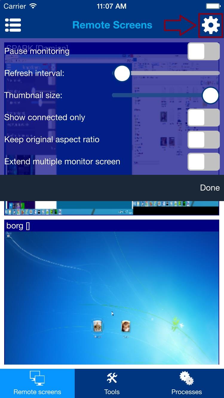 remote screens settings