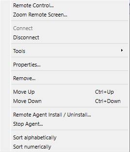 Network monitoring menu